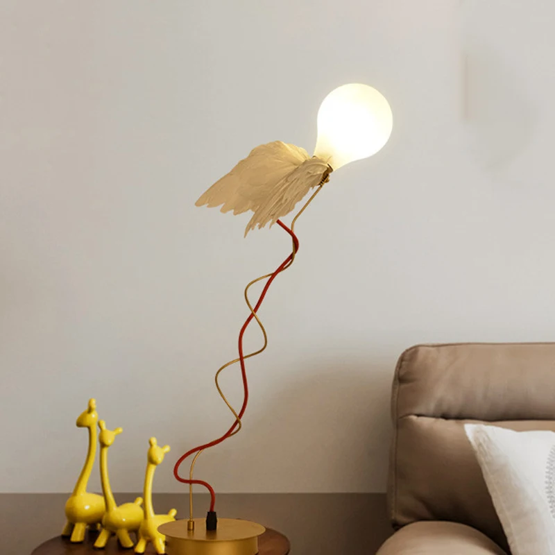 

Nordic Creative Decoration Designer LED Table Lamp Nordic Angel Wings Art Table Bedside Study Bedroom Living Room Table Lamp