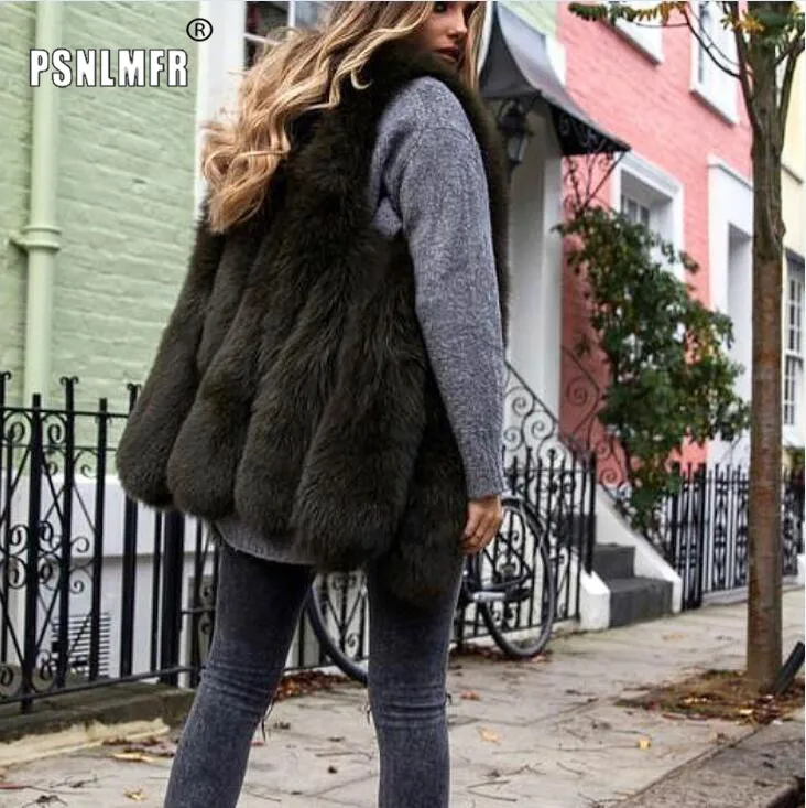 

Hot Sale Sleeveless Water Drop Shape British Style Office Lady Plus Size Real Fox Fur Vest Women's Pretty 100% Real Fur Coats