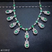 kjjeaxcmy fine jewelry natural emerald 925 sterling silver gemstone new women pendant necklace chain support test beautiful