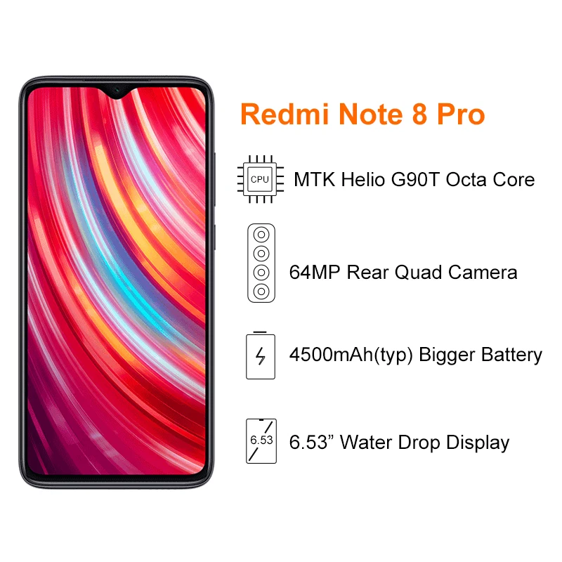 Глобальная версия Xiaomi Redmi Note 8 Pro 6 ГБ 128 4500 мАч NFC мобильный телефон 53 "экран Helio G90T