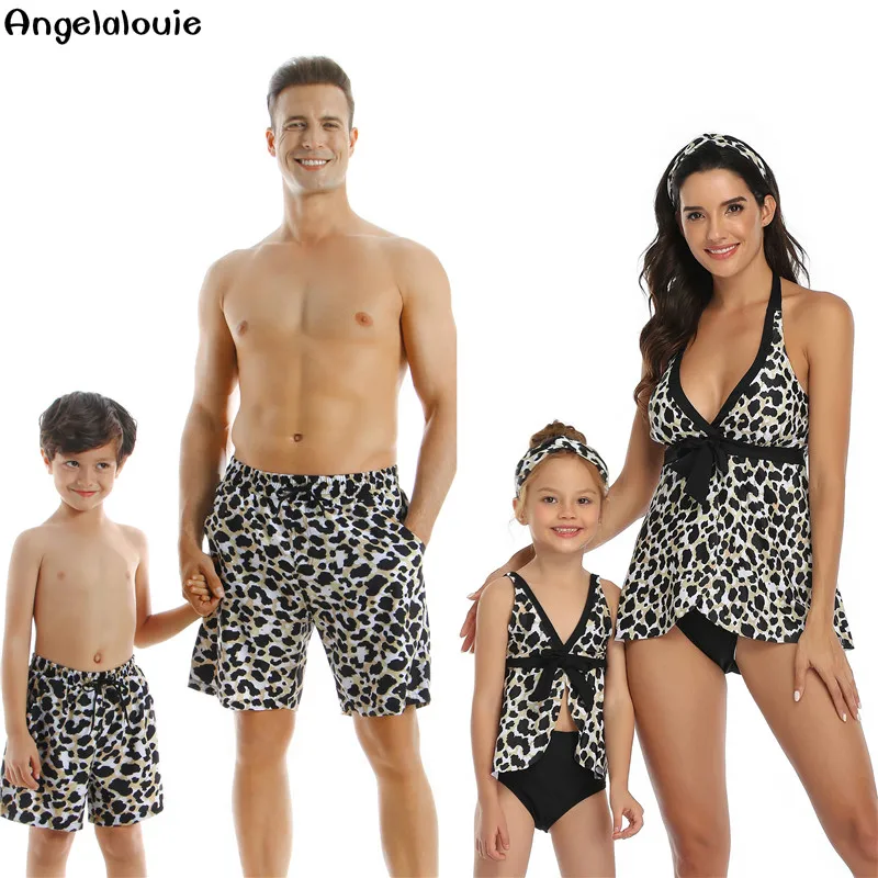 Купальники с принтом панды для папы мамы дочки и сыны двойные купальники в виде