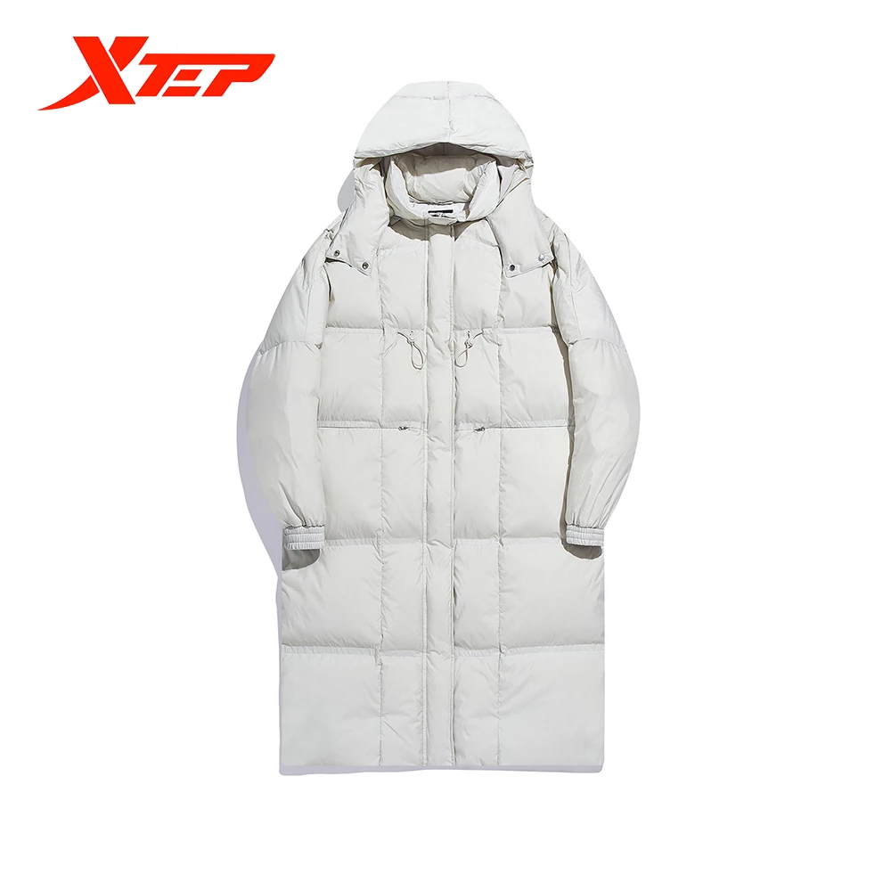 

Xtep Women Down Jacket 2021 New Fashion Warm Down Jacket Women's Long Windproof Suit Winter Pure Color Down Jacket 879428190017