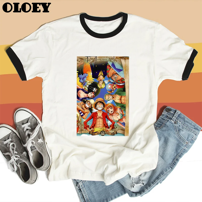 

Kawaii One Piece Cartoon T shirt Women Luffy Zoro Japan Anime Tops Harajuku Fashion Female Tee shirt Short-Sleeve Summer Clothes
