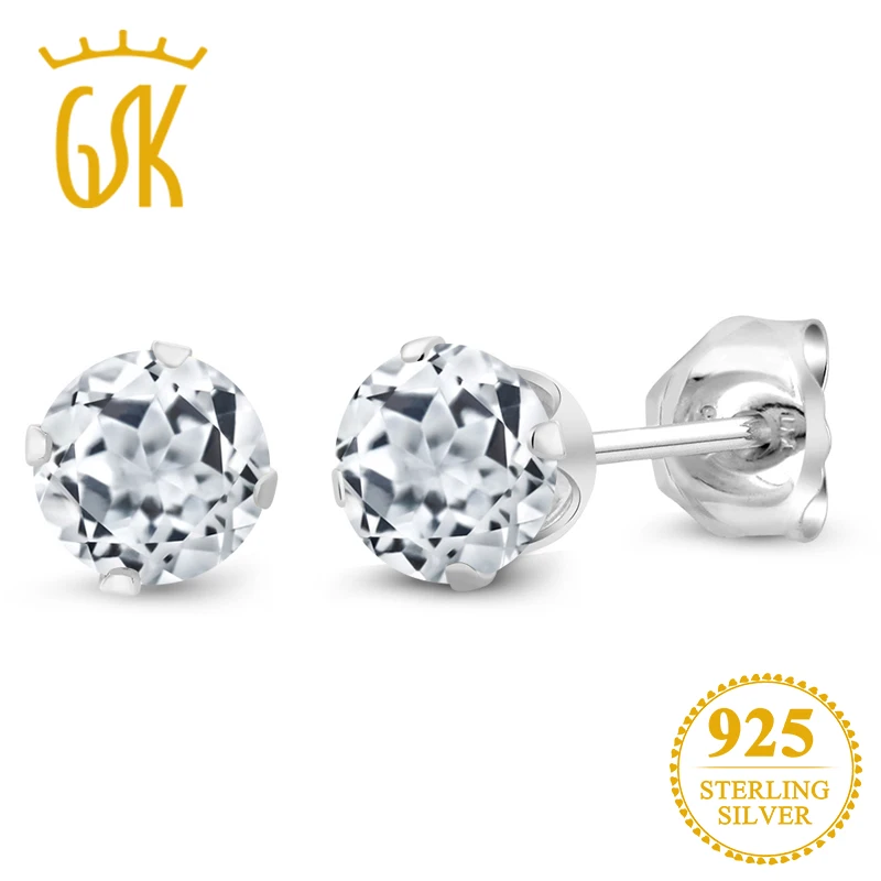 Женские серьги гвоздики GemStoneKing круглые из стерлингового серебра 925 пробы с