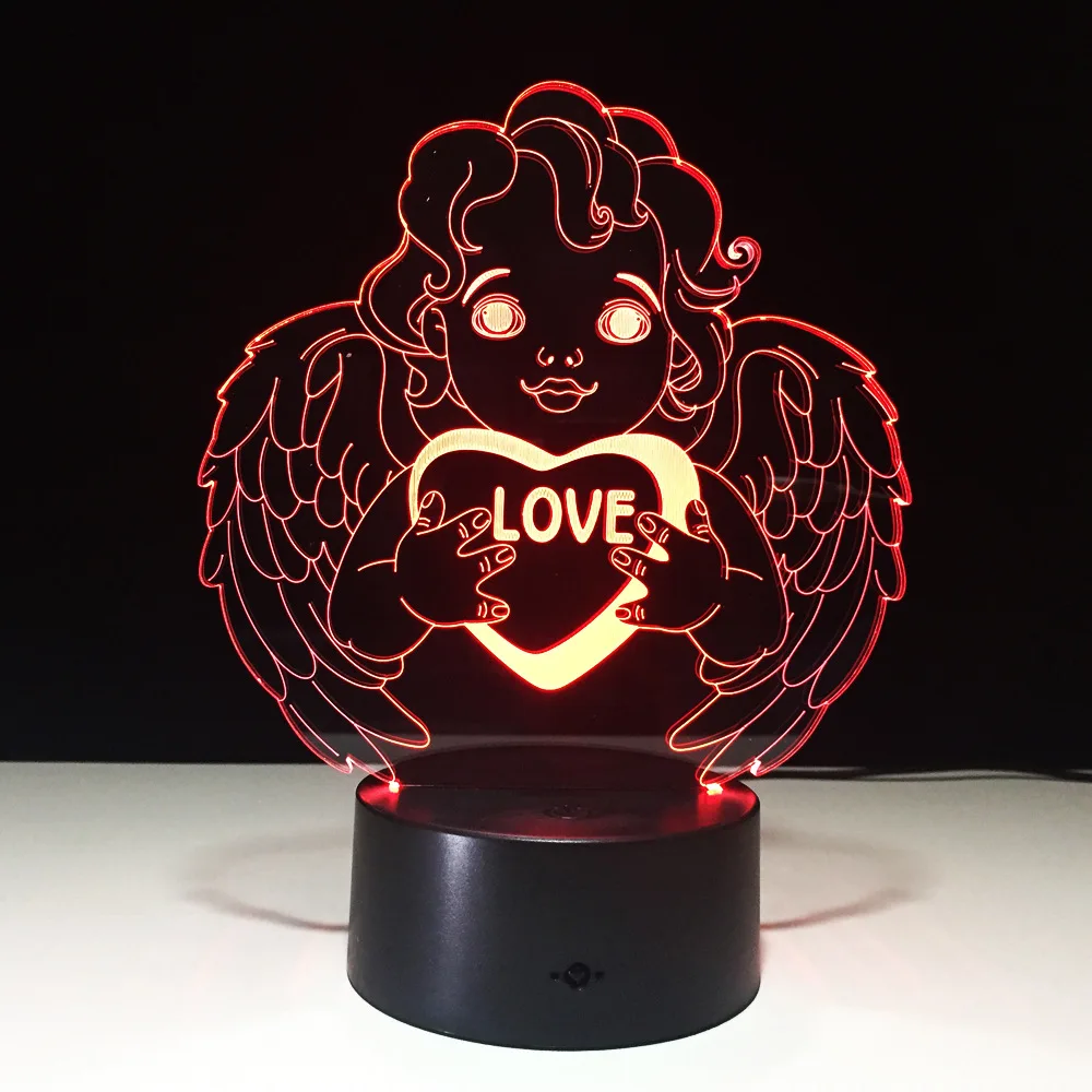 Любовь ангел 3d Led Usb ночник Lampara Escritorio прикроватная настольная лампа дети Лава