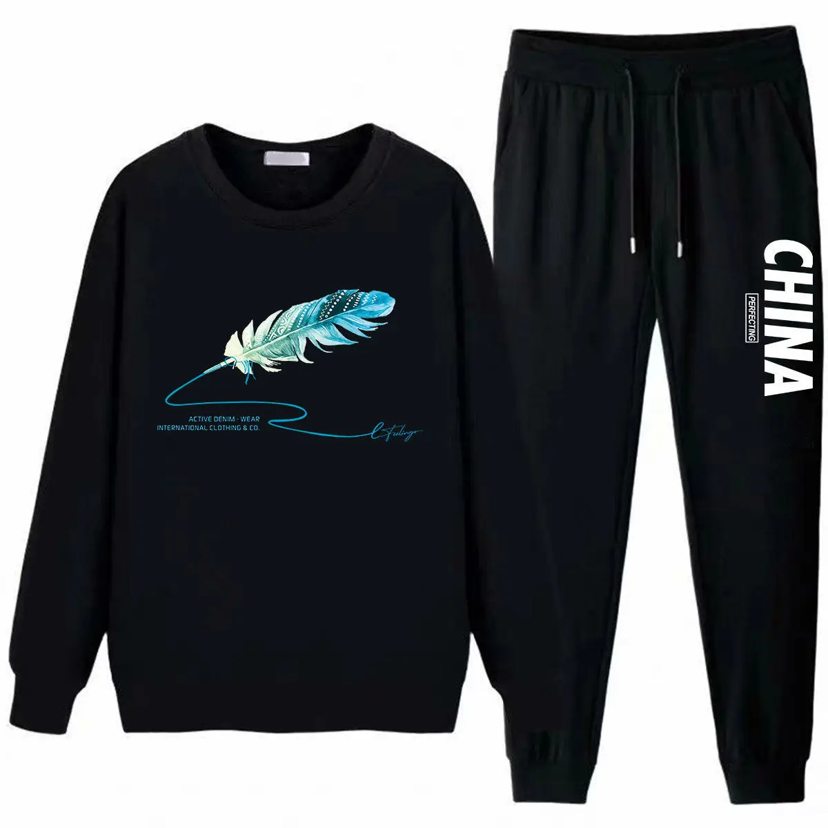 

Spring and autumn winter men's Pullover Sweater youth trend leisure sports suit upper coat men's trousers