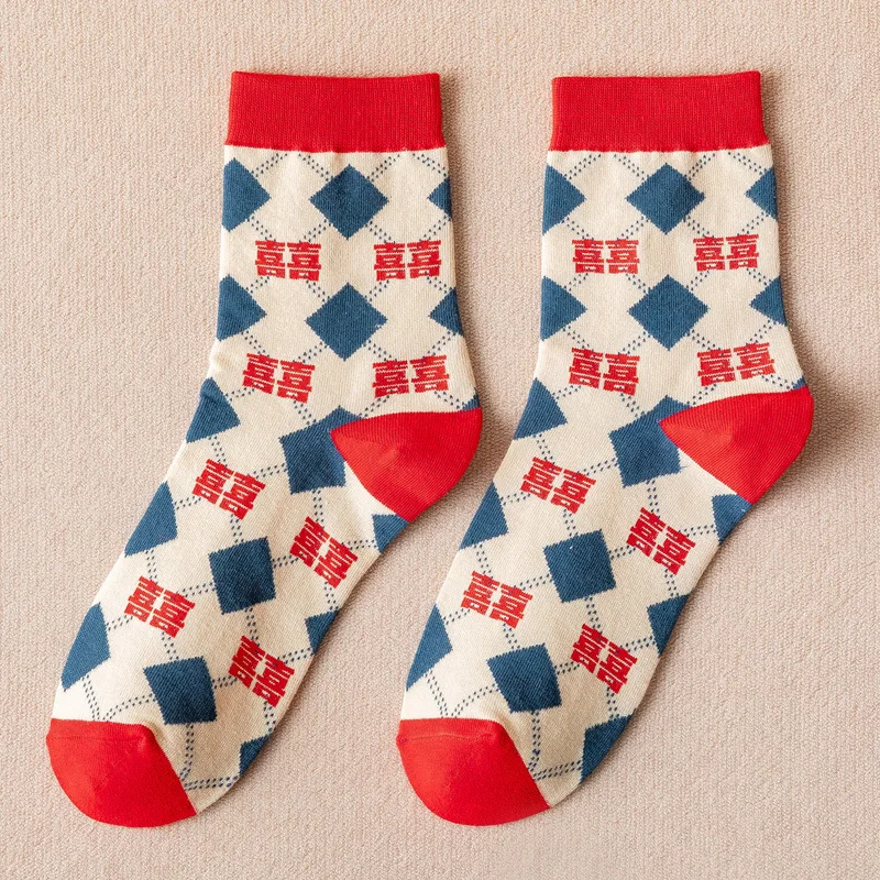 

Big Red Funny Woman Sockscotton for Spring Autumn Winter Kawaii Socks Women 20201401