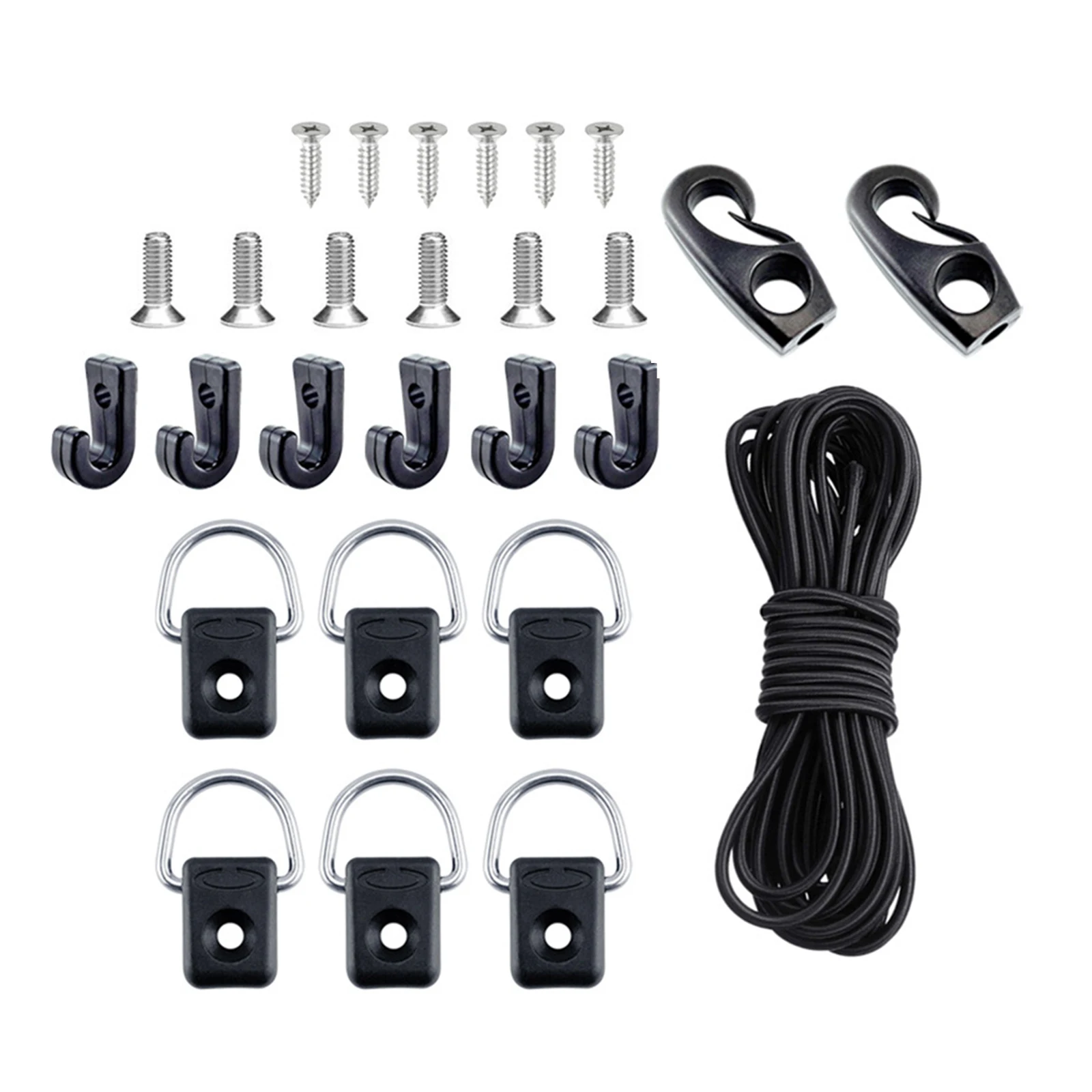 

Kayak Deck Rigging Kit, Elastic Bungee Cord Rope w/ Bungee Cord Ends 6 J-Hooks for Boat Canoe Outfitting Fishing Kit