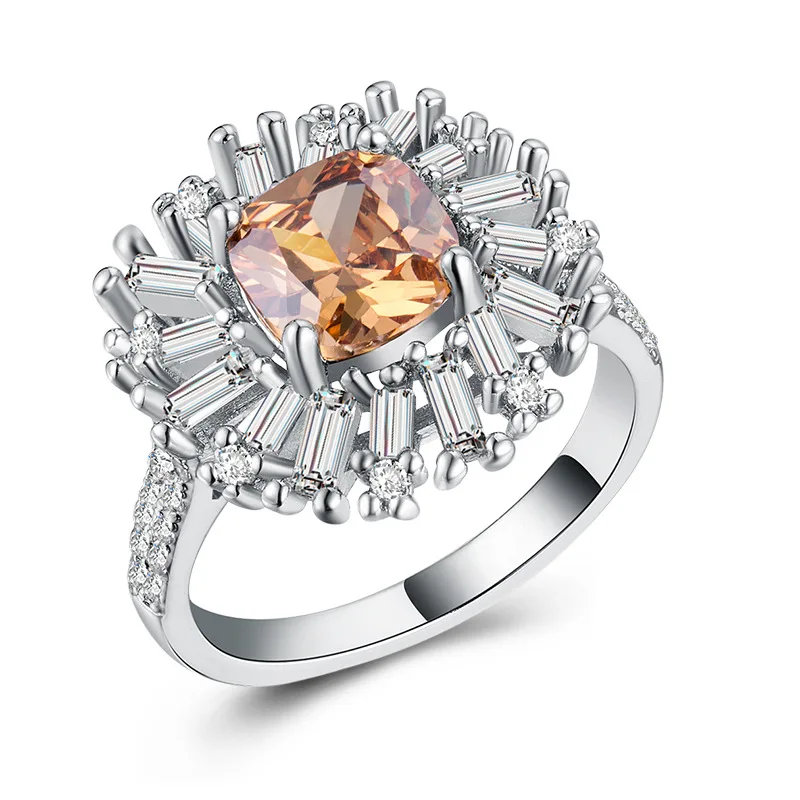 B1142 Bague Ringen женское 925 пробы Серебряное кольцо Wtih 10 мм Большой цитрин драгоценный камень серебряные ювелирные изделия для помолвки женские подарки Размер 6-10 - Цвет камня: B1142