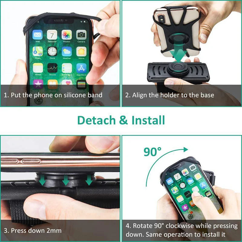 Поворотный ремешок на запястье для телефона бега iPhone Samsung Huawei ND998|Подставки и