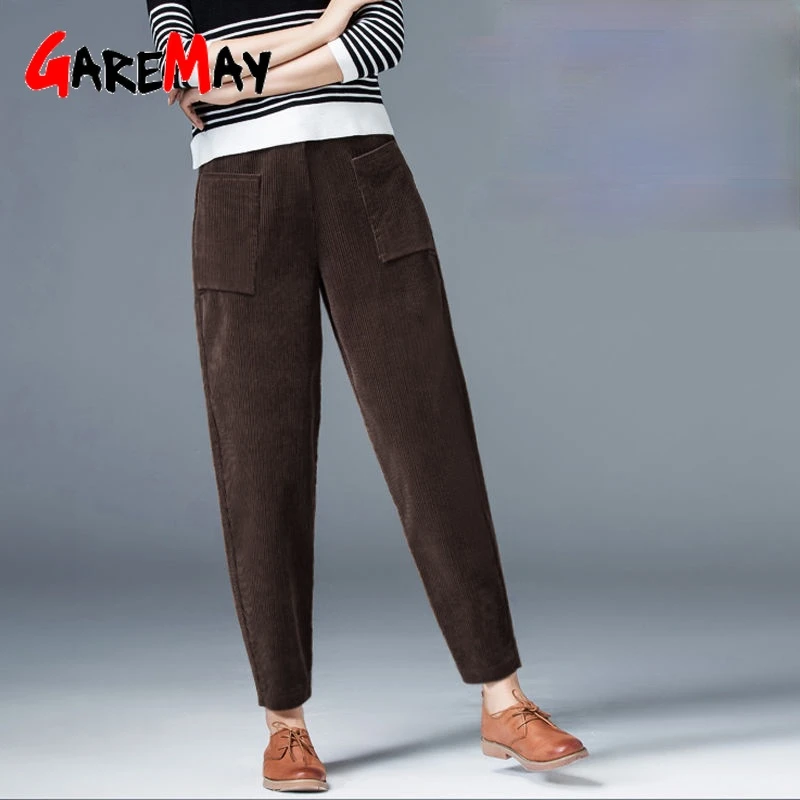 Женские брюки осень зима 2020 винтажные вельветовые женские длинные Свободные