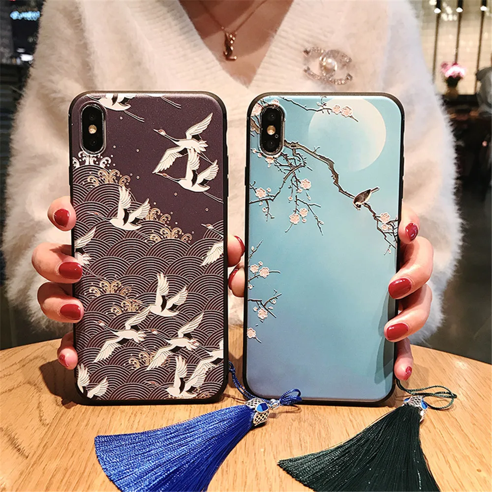 чехол на айфон 7 Чехол с кисточками запястье для Iphone X XR XS MAX Pretty 3D чехлы телефонов