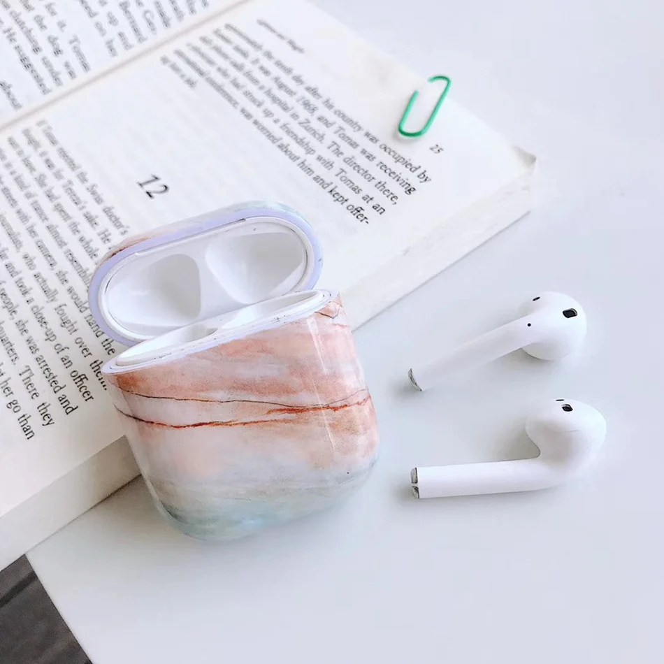 658C2 Беспроводной Bluetooth чехол для наушников Airpods чехол Роскошный Мраморный наушник чехол для Apple Air Pods 2 Earpods аксессуары 1 - Цвет: 658C2