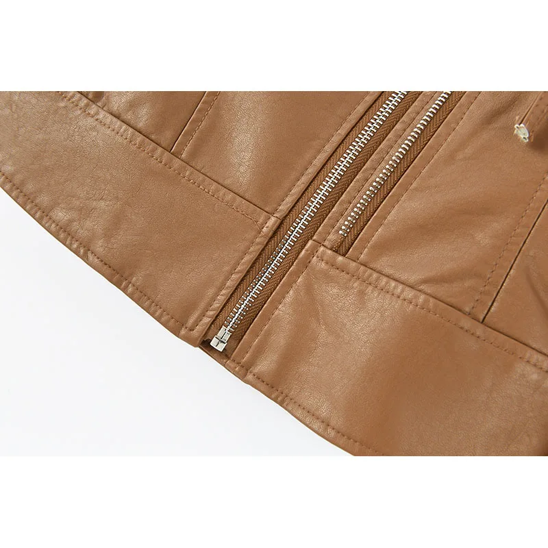 

Plus size Faux Leather Coat Slim Streetwear Punk Bomber Jacket Women Stand collar Black Biker Outwear Jaqueta de couro Feminina