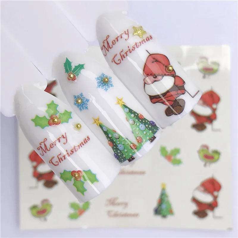 

1 Sheet Christmas Nail Stickers Water Decals Winter elk Snowflakes Deer Wraps Tattoo Nail Art DIY Manicure Sliders Tips