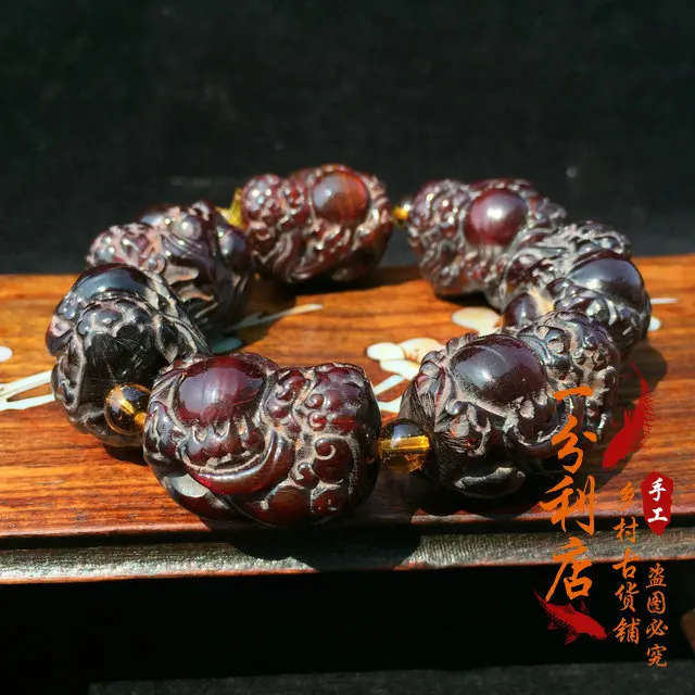 Тибетский Старый Бык резьба по костям Ручная Веревка Мужская Гортензия бусина