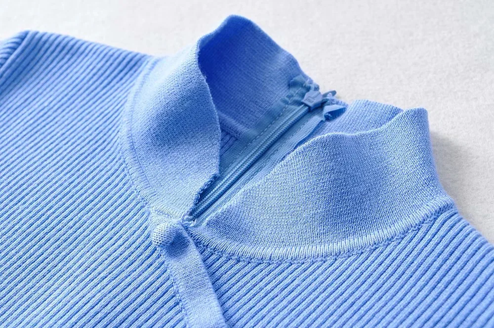 

Fashion elegant dress summer new solid color stand-up collar cheongsam side slit slim short short sleeve knitted casual dress