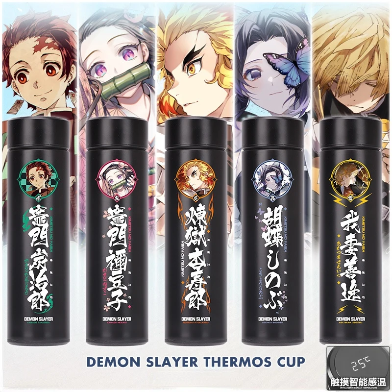 

NEW Game Kimetsu no Yaiba Stainless Steel Vacuum Cup Cosplay Smart Temperature Display Thermos Cup Double Wall Water Bottle Gift