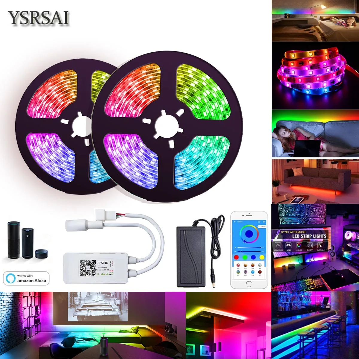 Полноцветная Светодиодная лента 1-10 м 12 В SMD2811 RGB мечта цвет свет гонялка Wifi