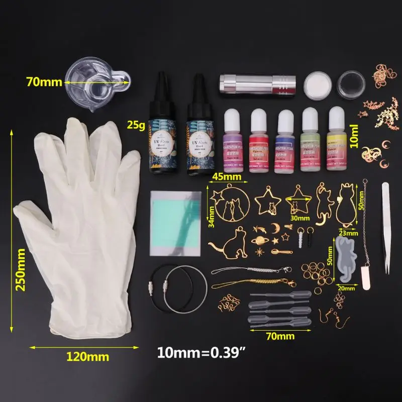 

Epoxy Mold Hand-made Materials DIY Craft Cat Metal Frame Starry Sky Glue Newbie Set Ear Hook Mold Jewelry Making Kit Tools