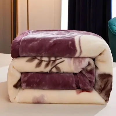 Double Layer Winter Thicken Raschel Plush Weighted Blanket For Bed Warm Heavy Fluffy Soft Flowers Printed Throw Blankets | Дом и сад