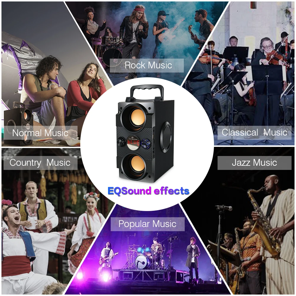 

Outdoor Portable Bluetooth Speaker 30W High Power Subwoofer Wireless Speaker Subwoofer Support Remote Control FM MIC TF AUX USB