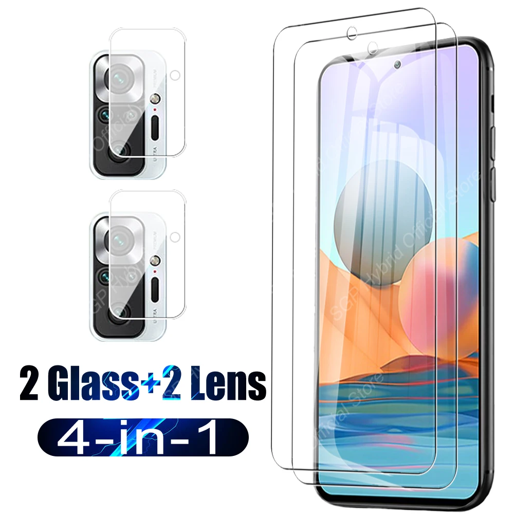 

4in1 Tempered Glass Screen Protector For Xiaomi Redmi Note 10 Pro Max 10Pro 10S 10T 5G Note10 S Redmi10 T Camera Protective Film