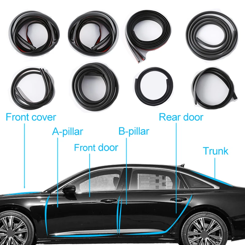 

10Pcs Car Door Seal Strip Kit Soundproof Noise Insulation Weather Strip Sealing For TOYOYA Model 3 Exterior Accessories