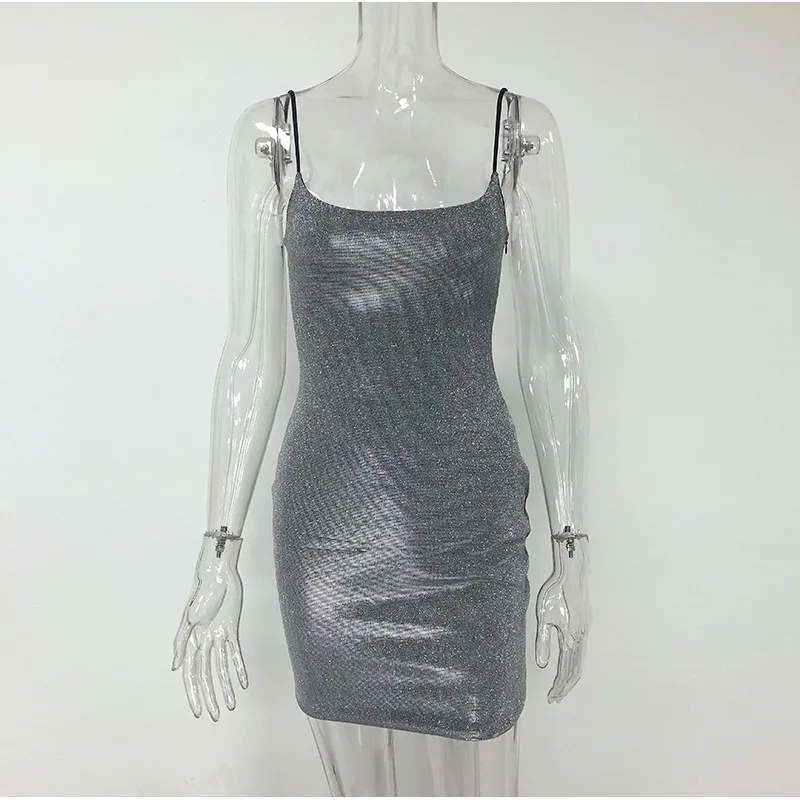 

TRODEAM Sexy Strap Dress Women Summer Spaghetti Strap Birthday Party Bodycon Short Dress Reflective Club Dress vestido de mujer