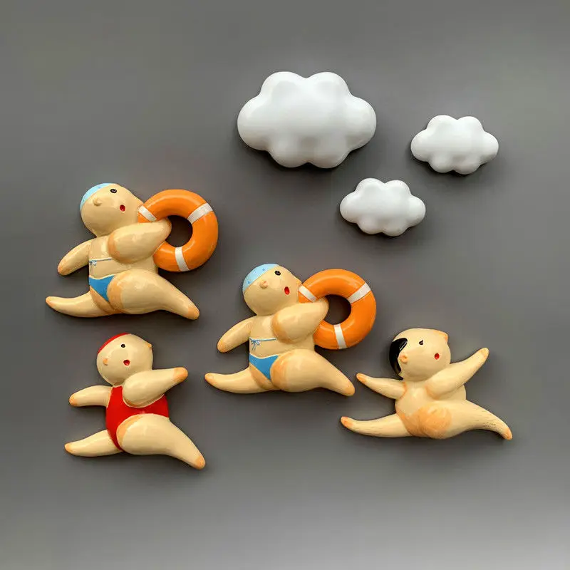 

3D Cartoon Fridge Magnets Swimming Funny Fatty Swimming Ring Decoration Magnetic Magnet Refrigerator Home Drcor Cute Stickers
