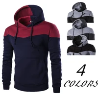 stylish urban style mens solid color patchwork hoodie mens lace up hoodie