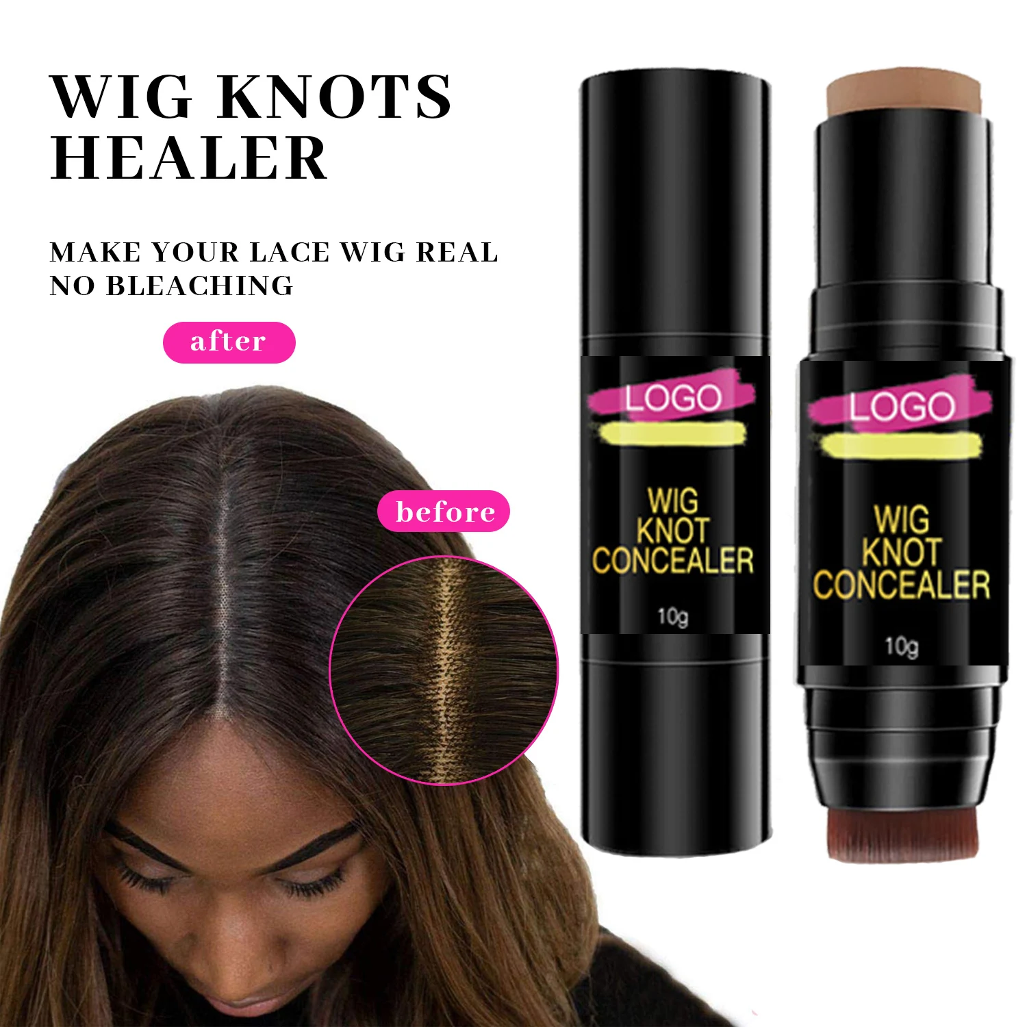 Wig Knots Healer Portable Lace Tint Stick for Wigs Wig Knot Concealer with Brush Lace Dyeing Stick 4 Colors Private Label