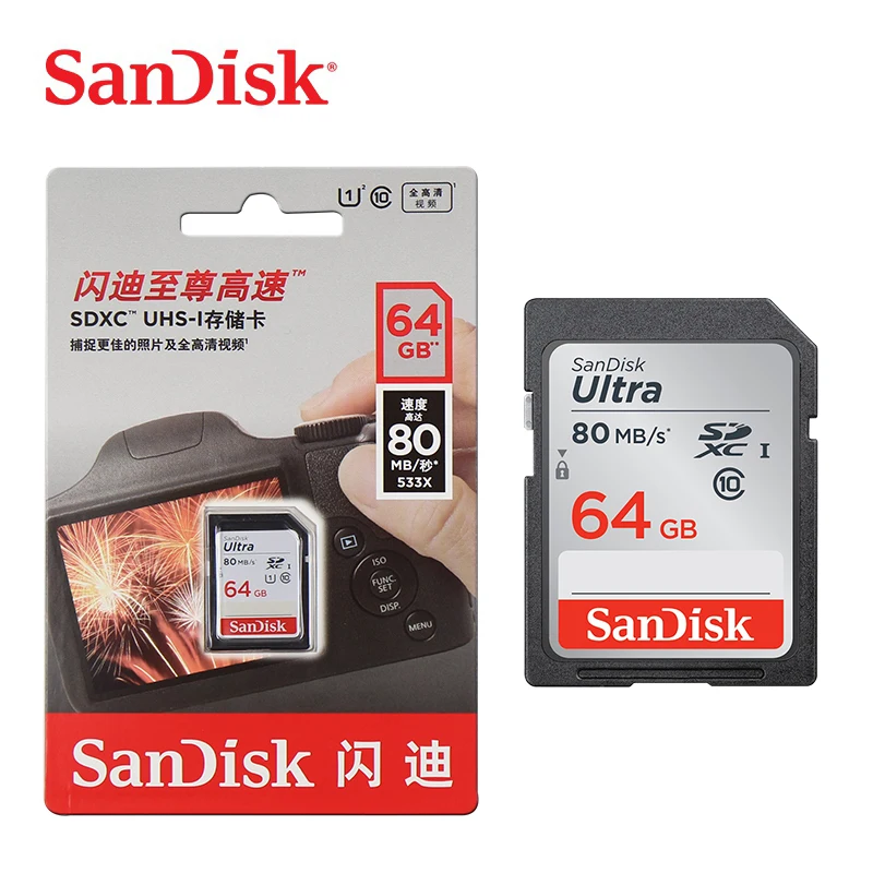 SanDisk ультра Карта памяти SDHC/SDXC SD карта класс 10 128 Гб 64 ГБ 32 16 карты C10 UHS I 80 МБ/с./с