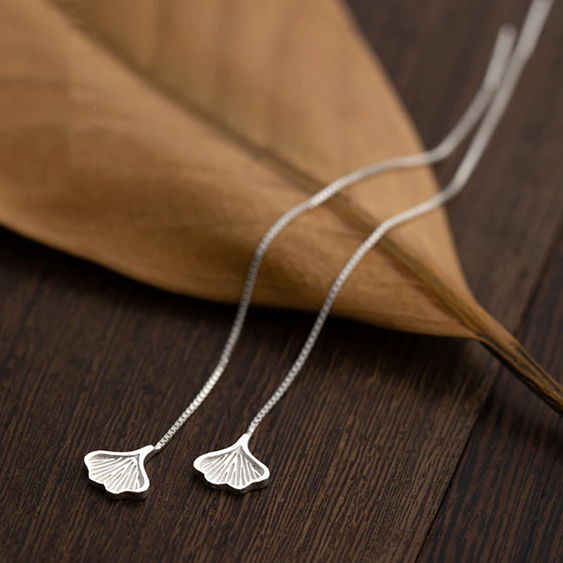 Гинко лист длинные кисти линия Jhumka проходческие серебряного цвета медные серьги для женщин модные трендовые корейские украшения подарок.