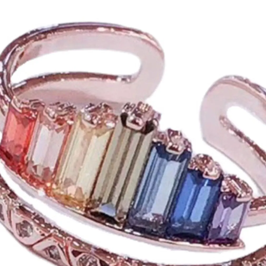 Новинка 2020 модное Радужное кольцо с микро бриллиантами весенне-летнее