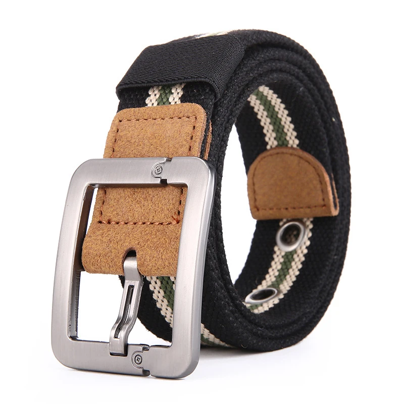 Hot Selling Unisex belt Quality Canvas Pin Buckle Men's belt Stripe Weaving Jeans belt Children's belt Luxury belt 120cm