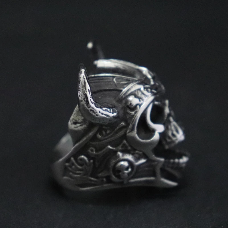 Крутые мужские кольца в стиле панк с черепом викингов воинов скандинавских богов