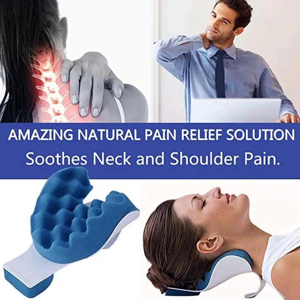 

Head Neck Blue Massage Pillow For Relaxer Shoulder Cervical Portable Muscle Travel Soft Spine Support Theraputic Sponge Pil P5U3