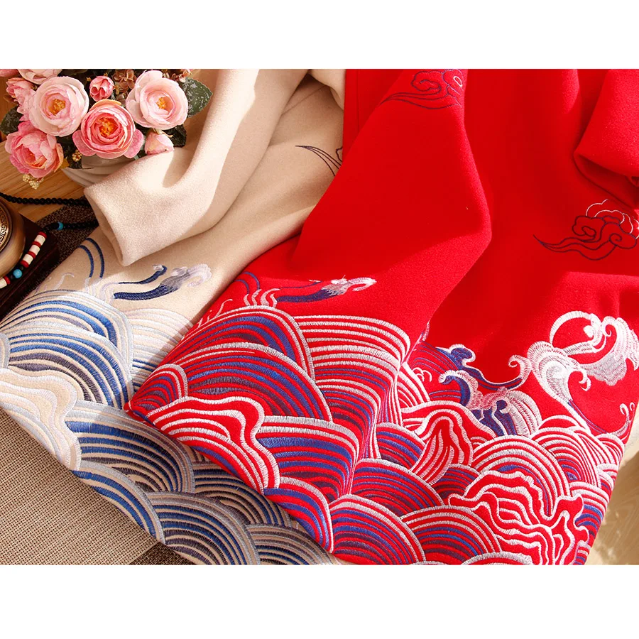 Высококачественное Женское шерстяное платье осень зима с Королевской вышивкой