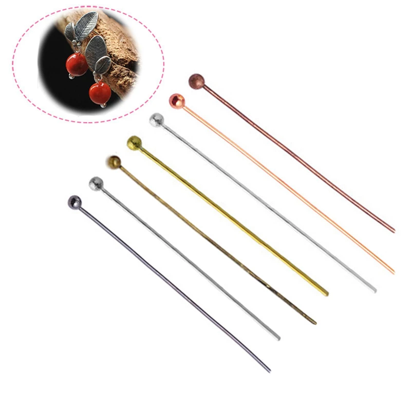 

200Pcs 16-50mm Gold/Rhodium/Bronze/Silver Head Ball Pins Alloy Head Pins Handmade For Jewelry Findings Making DIY Ball Needles