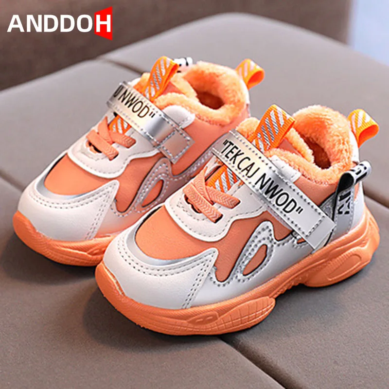 

Size 21-30 Baby Thickened Winter Cotton Shoes Boys Children Girls Wear-resistant Warm Sneakers Kids Plus Fleece Non-slip Shoes