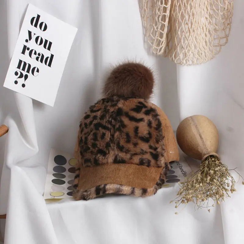 Шапки для маленьких мальчиков и девочек с леопардовым принтом милым меховым