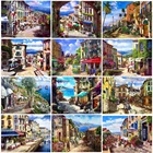 Красочная алмазная живопись AB сделай сам, уличные наборы для вышивки крестиком, Алмазная мозаика, город, полноразмерная круглая картина, пейзаж, ручная работа, подарок