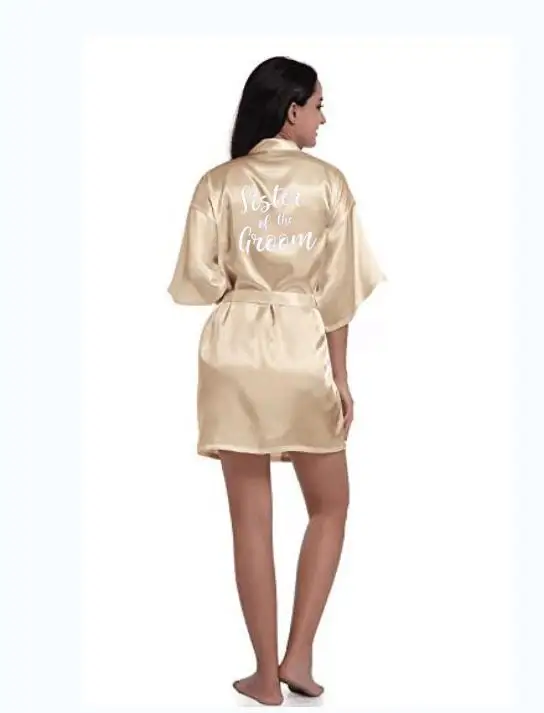 Атласные шелковые халаты Свадебный халат платье невесты подружки женская одежда