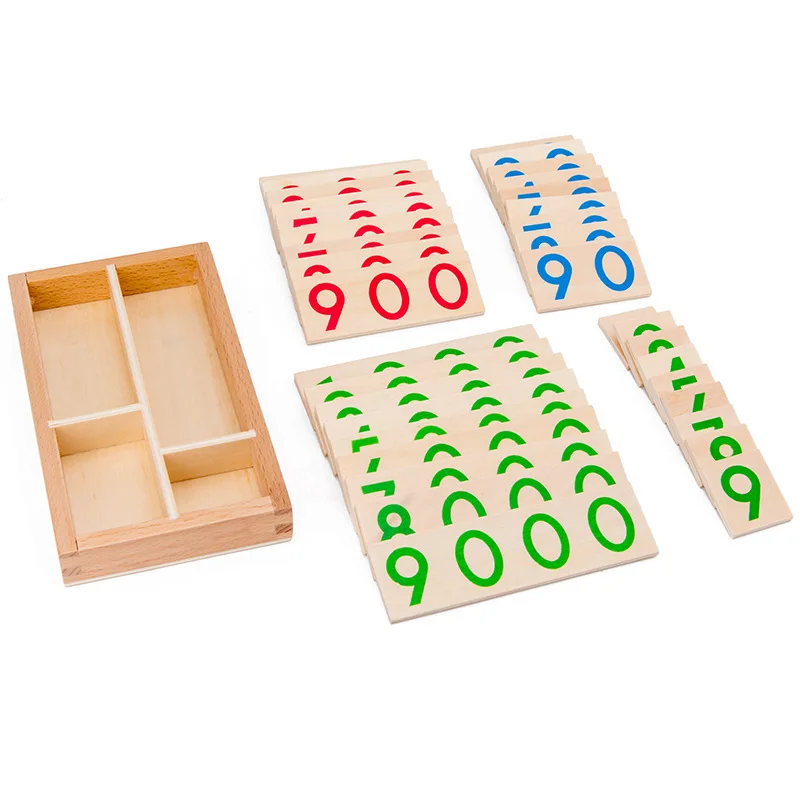 Tarjeta Montessori de madera para ni&ntilde;os, tarjeta de aprendizaje de n&uacute;meros 1-9000, ayuda para la ense&ntilde;anza de matem&aacute;ticas, juguetes educativos de educaci&oacute;n temprana para ni&ntilde;os en edad preescolar-2
