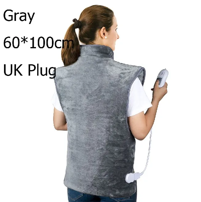 gray UK plug Большой согревающий нагревательный шаль колодки шеи спины грелка тепла обертывание облегчение боли 6 температура Seting ремень дизайн автоматическое отключение - Цвет: gray UK plug