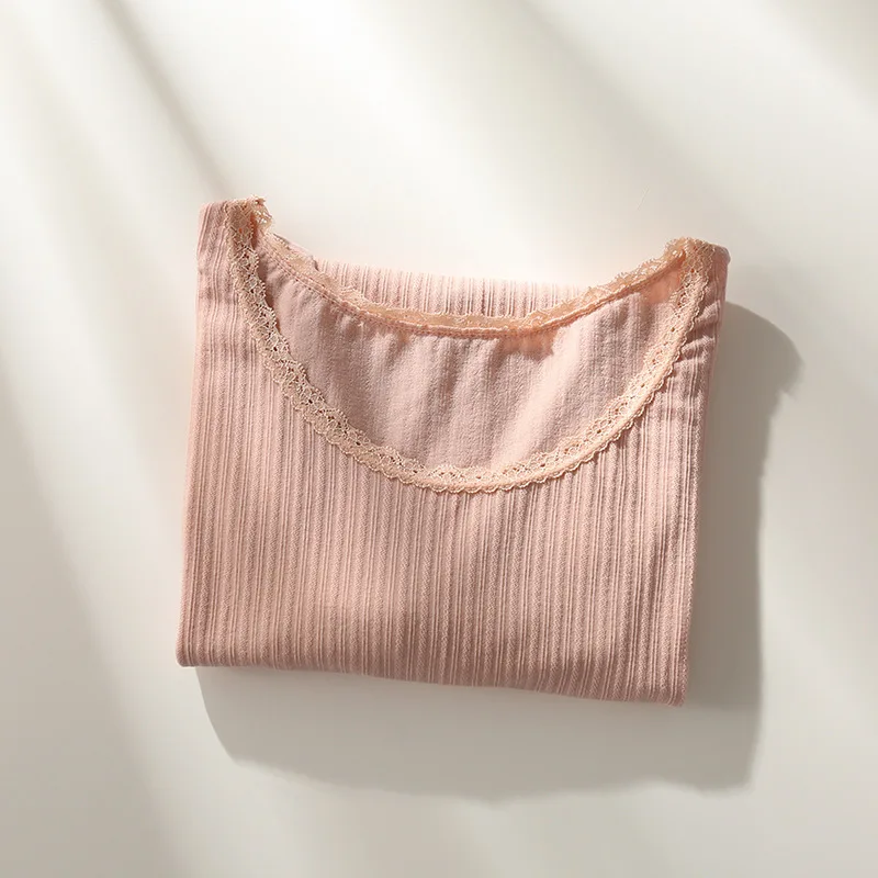 Женское осенне зимнее бесшовное термобелье костюм женское тонкое Кружевное