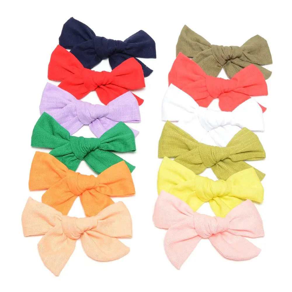 24 шт./партия Детские хлопковые банты заколки для волос с бантом аксессуары