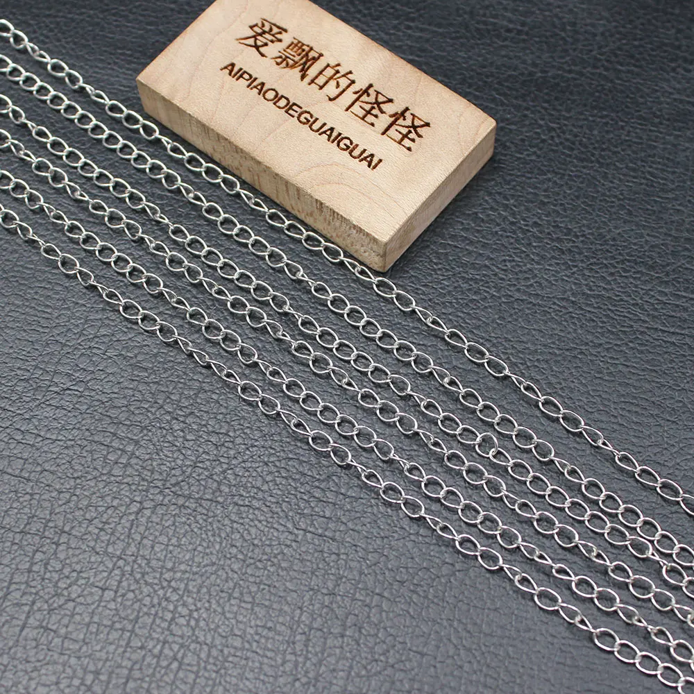 5 Meters Tiny 3mm Bezel Set White Gold Plated Copper Fashion Chain Paperclip Neck Chain Pearl Necklace Making DIY