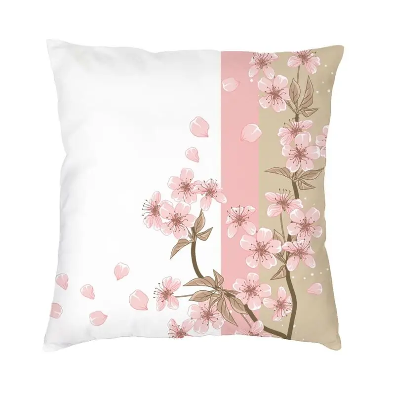 

Чехол для подушки с изображением цветущей вишни после зимы, декоративный современный мягкий чехол для подушки с изображением японской саку...